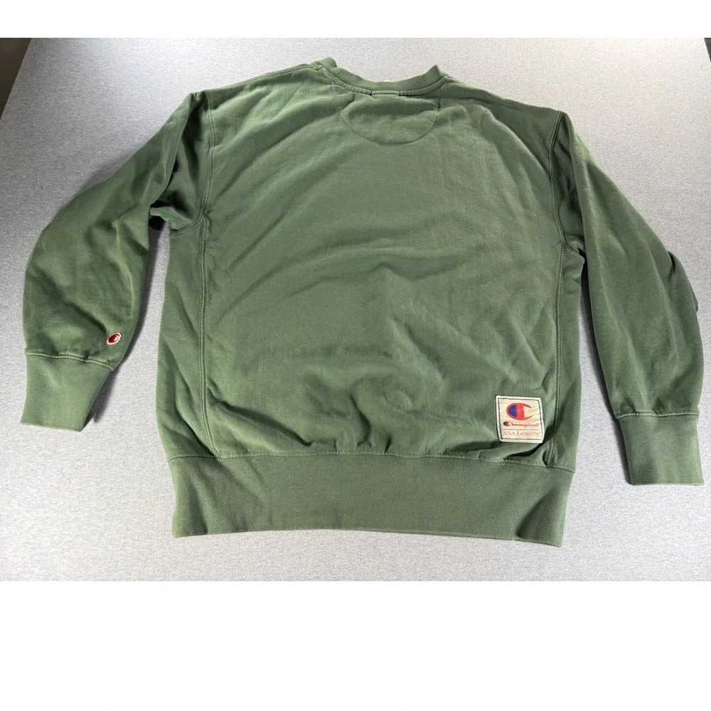Champion Reverse Weave Sweatshirt Mens Medium Green Double Pocket Pullover